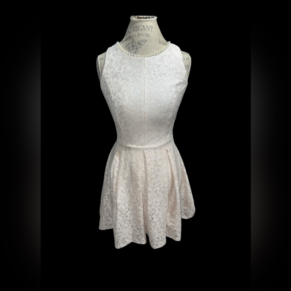 Speechless Lace Fit & Flare Mini Dress - Cream